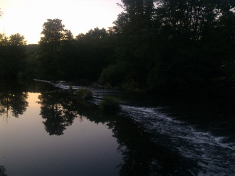 Dyje před Šobesem v úrovni mostu